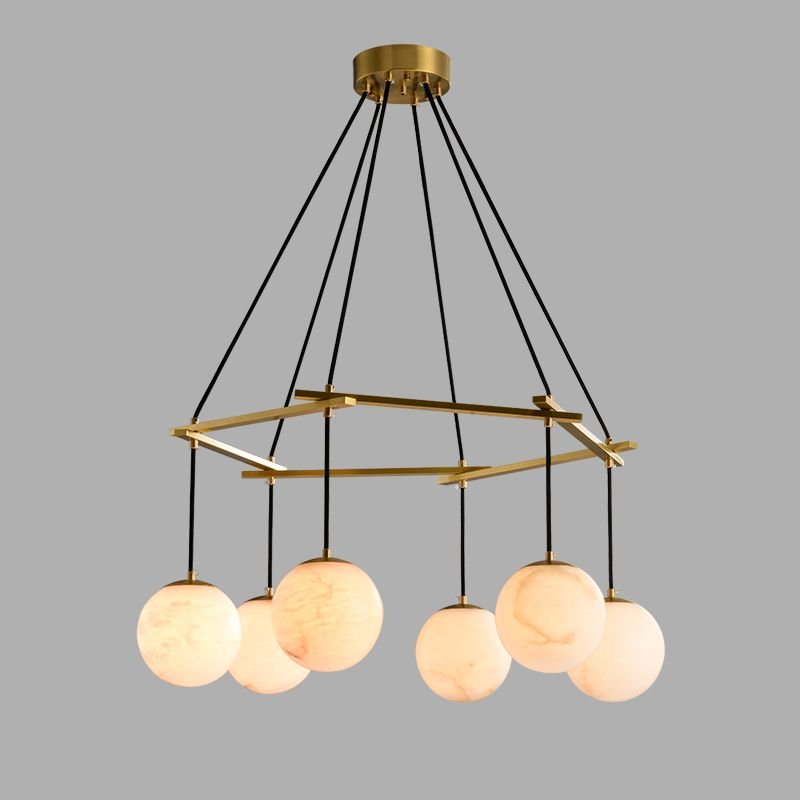 Alabaster Modern Round Ball Chandelier - Lightings Menu