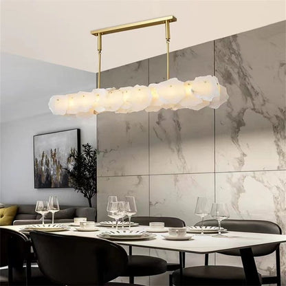 Alabaster Moira Marble Modern Linear Chandelier - Lightings Menu