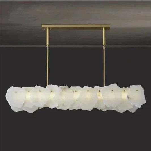 Alabaster Moira Marble Modern Linear Chandelier - Lightings Menu