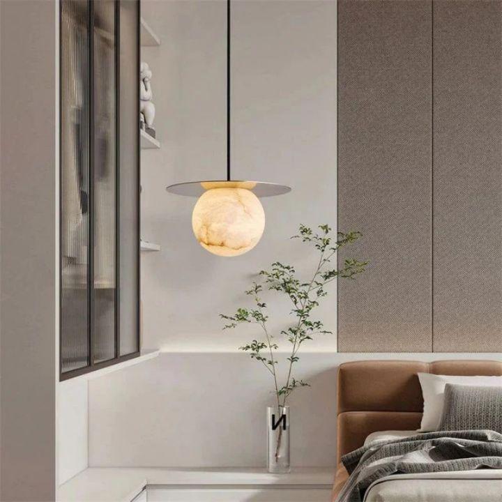 Alabaster Sphere Bedroom Pendant - Lightings Menu