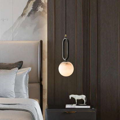 Alabaster Sphere Pendant Lights Bed - Lightings Menu
