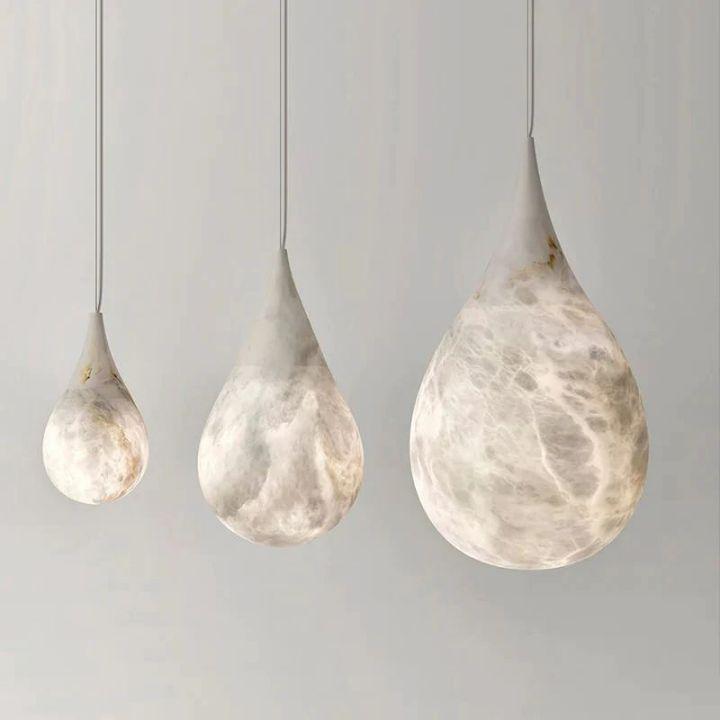 Alabaster Teardrop Single Pendant 7"D - Lightings Menu