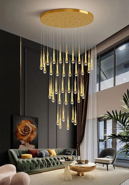 Allure Multi - LED Glass Staircase Chandelier - Lightings Menu
