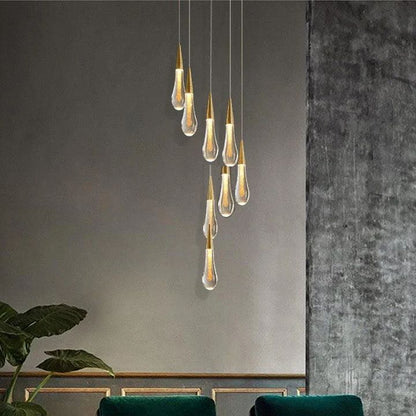 Allure Multi - LED Glass Staircase Chandelier - Lightings Menu