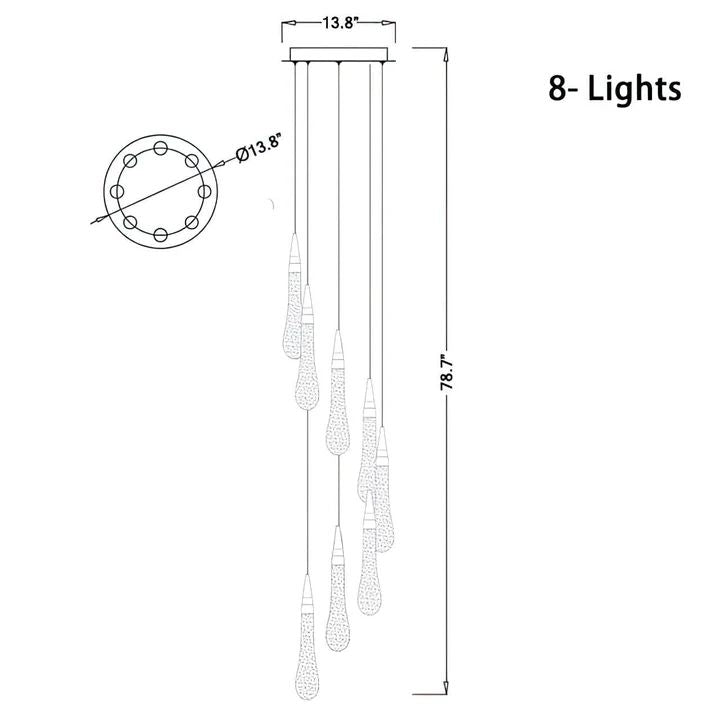 Allure Multi - LED Glass Staircase Chandelier - Lightings Menu