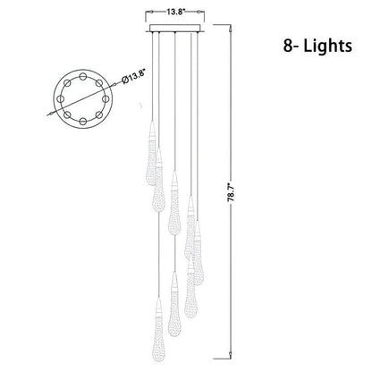Allure Multi - LED Glass Staircase Chandelier - Lightings Menu