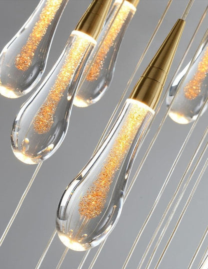Allure Multi - LED Glass Staircase Chandelier - Lightings Menu
