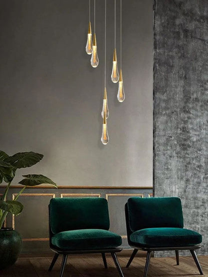Allure Multi - LED Glass Staircase Chandelier - Lightings Menu