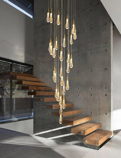 Allure Multi - LED Glass Staircase Chandelier - Lightings Menu