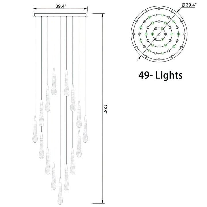 Allure Multi - LED Glass Staircase Chandelier - Lightings Menu