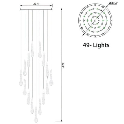 Allure Multi - LED Glass Staircase Chandelier - Lightings Menu
