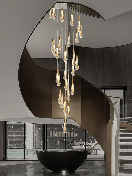 Allure Multi - LED Glass Staircase Chandelier - Lightings Menu