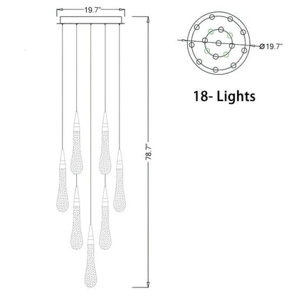 Allure Multi - LED Glass Staircase Chandelier - Lightings Menu