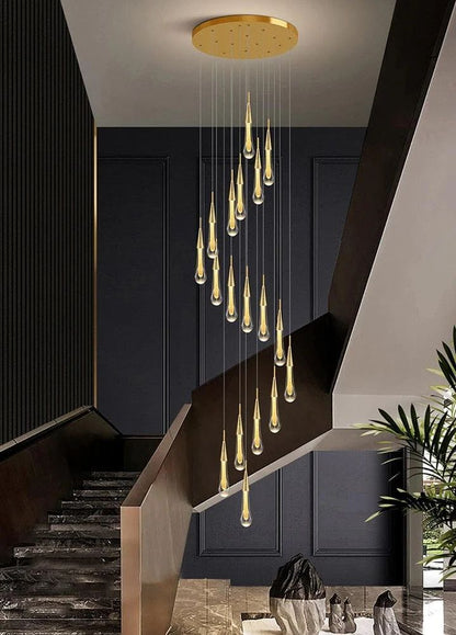 Allure Multi - LED Glass Staircase Chandelier - Lightings Menu