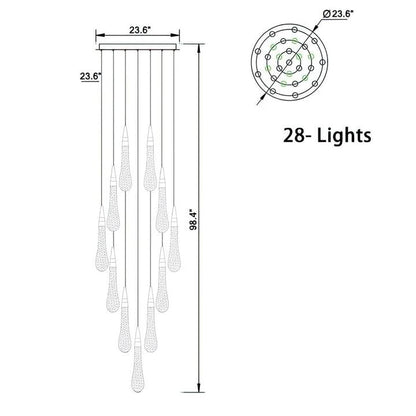 Allure Multi - LED Glass Staircase Chandelier - Lightings Menu