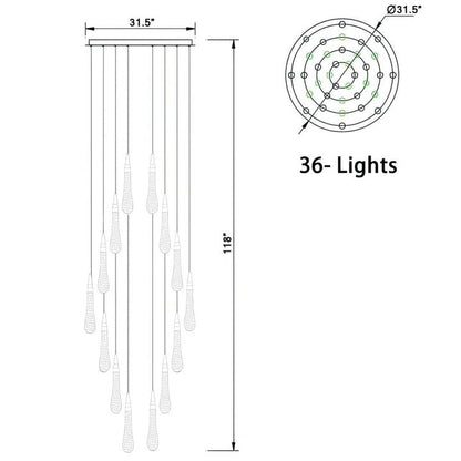 Allure Multi - LED Glass Staircase Chandelier - Lightings Menu