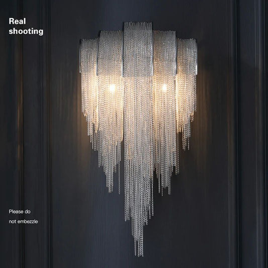 Aluminum Chain Tassel Modern Wall Sconce - Lightings Menu