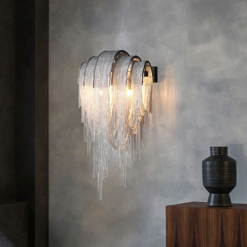 Aluminum Chain Tassel Modern Wall Sconce - Lightings Menu