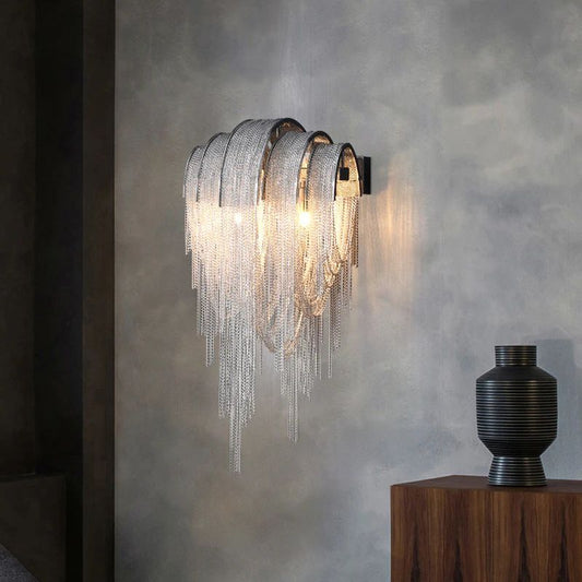 Aluminum Chain Tassel Modern Wall Sconce - Lightings Menu