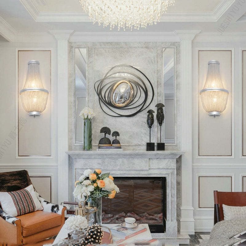 Aluminum Chain Wall Sconce In Living Room - Lightings Menu