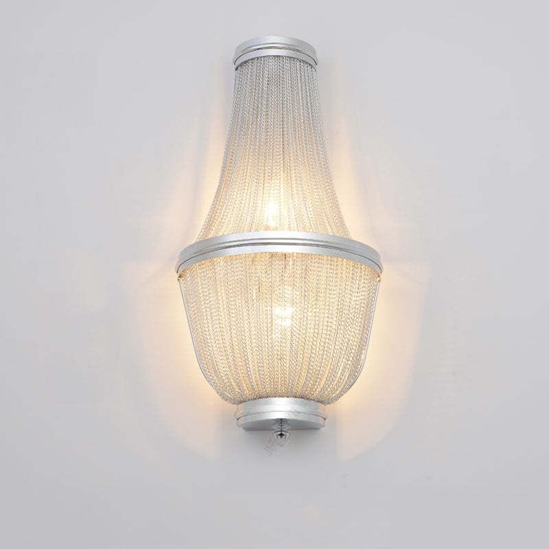 Aluminum Chain Wall Sconce In Living Room - Lightings Menu