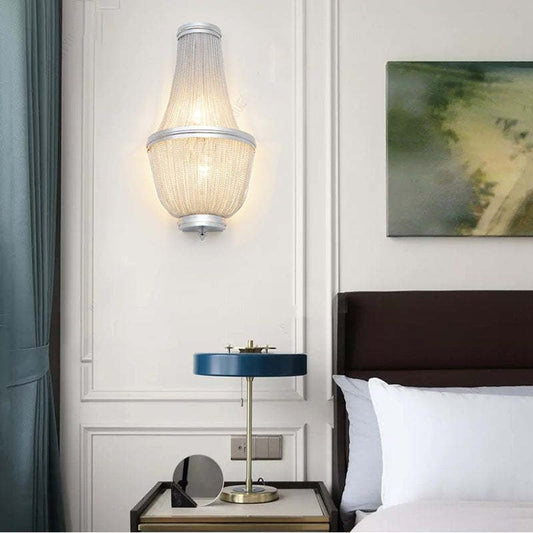 Aluminum Chain Wall Sconce In Living Room - Lightings Menu