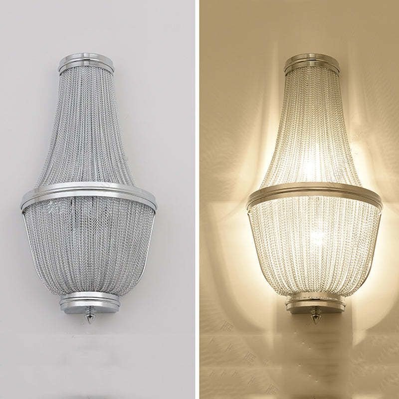 Aluminum Chain Wall Sconce In Living Room - Lightings Menu
