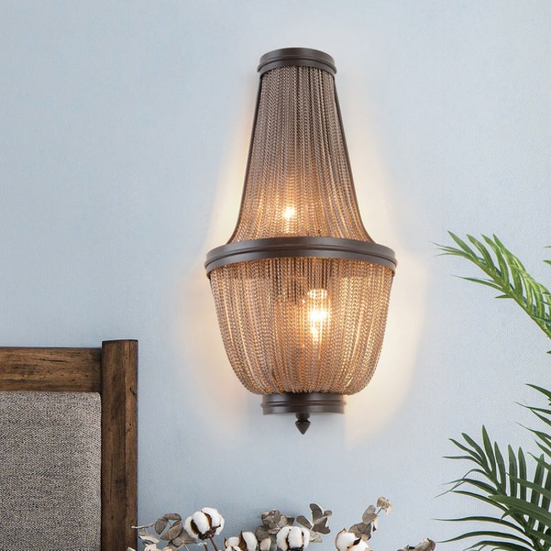 Aluminum Chain Wall Sconce In Living Room - Lightings Menu