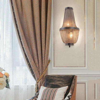 Aluminum Chain Wall Sconce In Living Room - Lightings Menu
