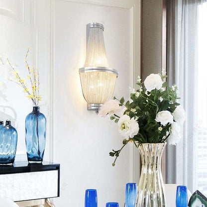 Aluminum Chain Wall Sconce In Living Room - Lightings Menu