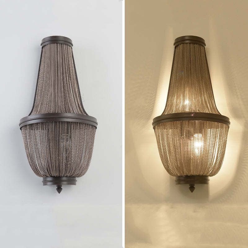 Aluminum Chain Wall Sconce In Living Room - Lightings Menu