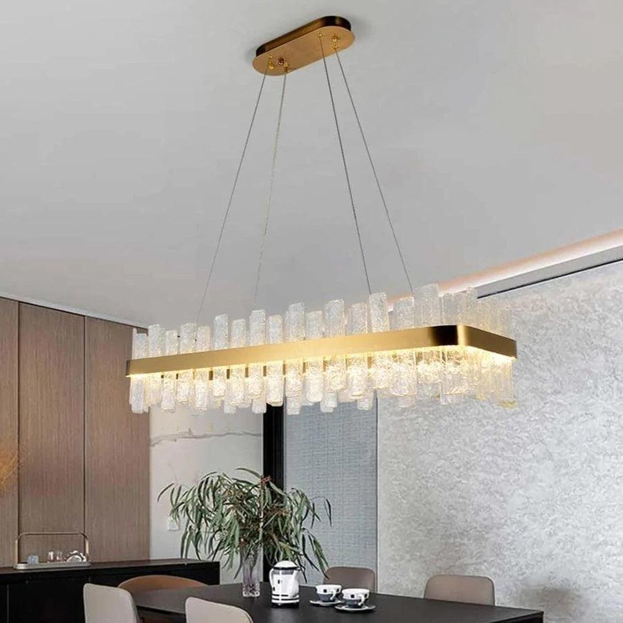 Andrea Rectangular Crystal Chandelier - Lightings Menu