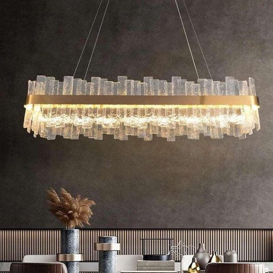 Andrea Rectangular Crystal Chandelier - Lightings Menu