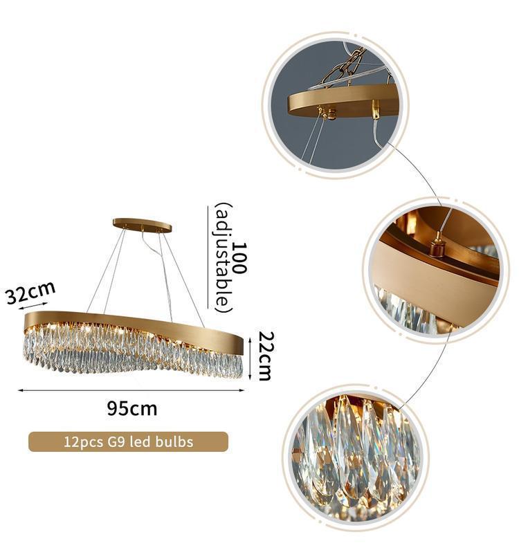 Arian Oval Crystal Chandelier - Lightings Menu