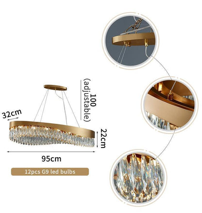 Arian Oval Crystal Chandelier - Lightings Menu