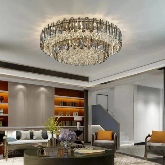 Arina Luxury Round Crystal Chandelier 31" - Lightings Menu