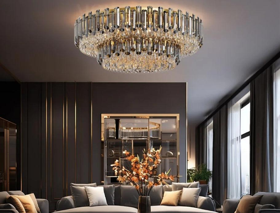Arina Luxury Round Crystal Chandelier 31" - Lightings Menu