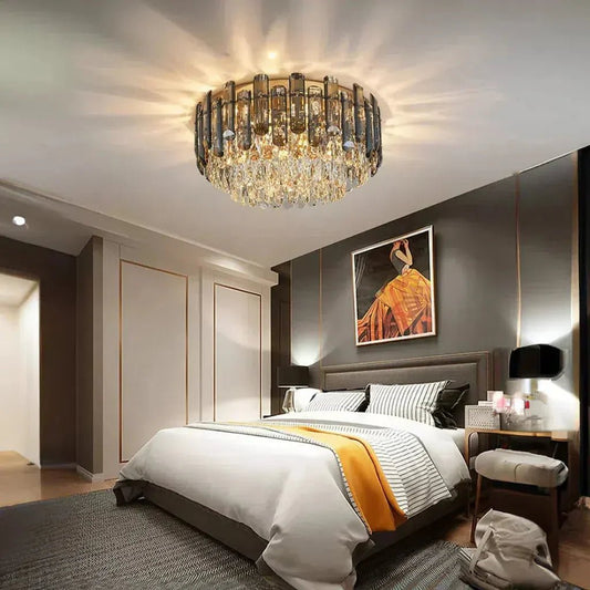 Arina Luxury Round Crystal Chandelier 31" - Lightings Menu