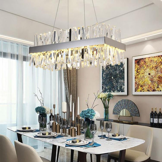 Arseni Crystal Rectangular Chandelier 43.3" - Lightings Menu