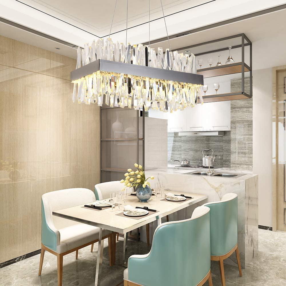 Arseni Crystal Rectangular Chandelier 43.3" - Lightings Menu