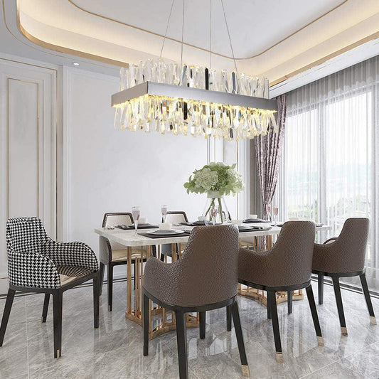 Arseni Crystal Rectangular Chandelier 43.3" - Lightings Menu