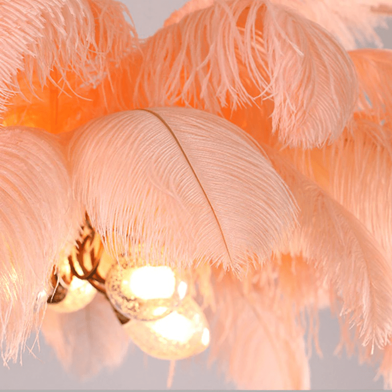 Art Deco Colorized Feather Brass Branch Chandelier - Lightings Menu