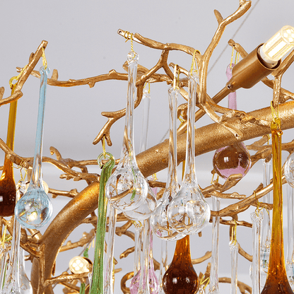 Avis Colorful Crystal Linear Branch Chandelier For Living Room - Lightings Menu