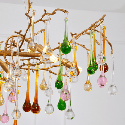 Avis Colorful Crystal Linear Branch Chandelier For Living Room - Lightings Menu