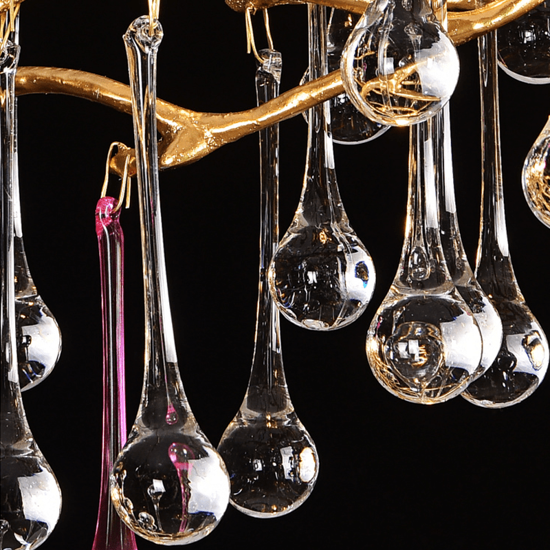 Avis Colorful Crystal Rain Aluminum Branch Chandelier - Lightings Menu