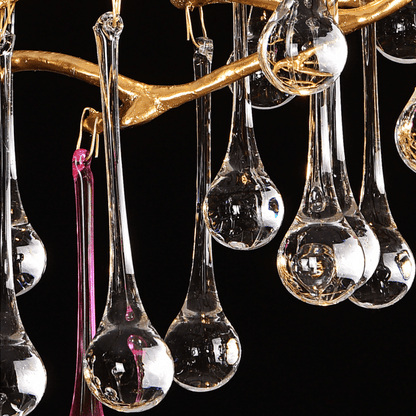 Avis Colorful Crystal Rain Aluminum Branch Chandelier - Lightings Menu