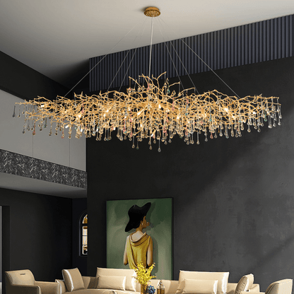 Avis Colorful Crystal Rain Aluminum Branch Chandelier - Lightings Menu