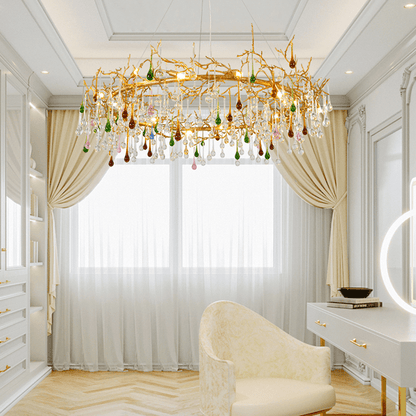 Avis Colorful Crystal Rain Branch Chandelier - Lightings Menu