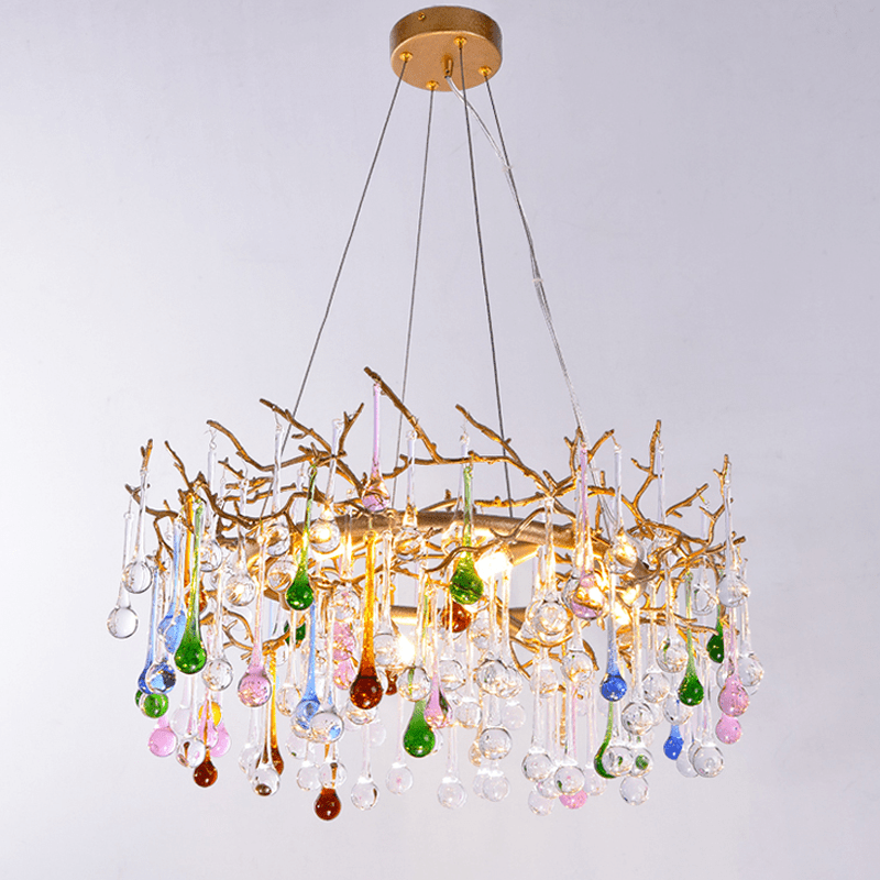 Avis Colorful Crystal Rain Branch Chandelier - Lightings Menu