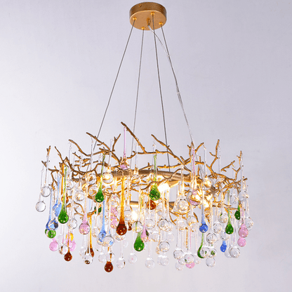 Avis Colorful Crystal Rain Branch Chandelier - Lightings Menu